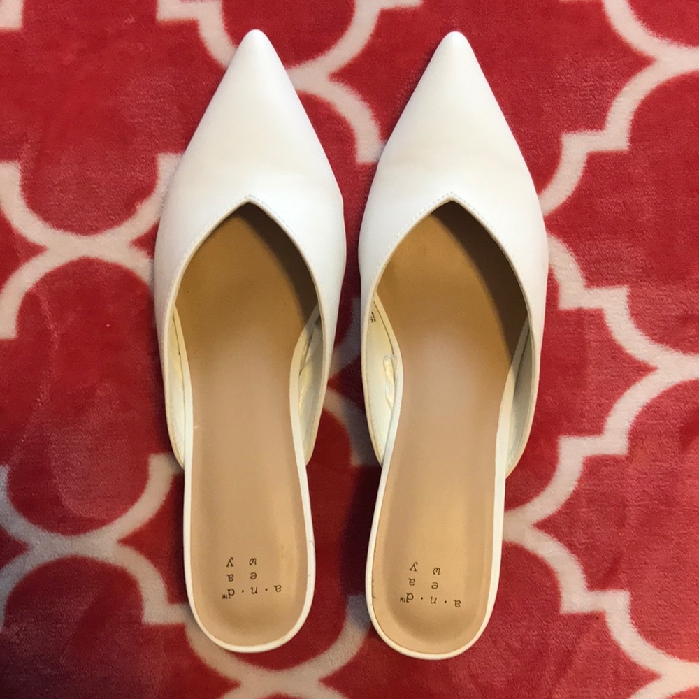 White Mules with Kitten Heel